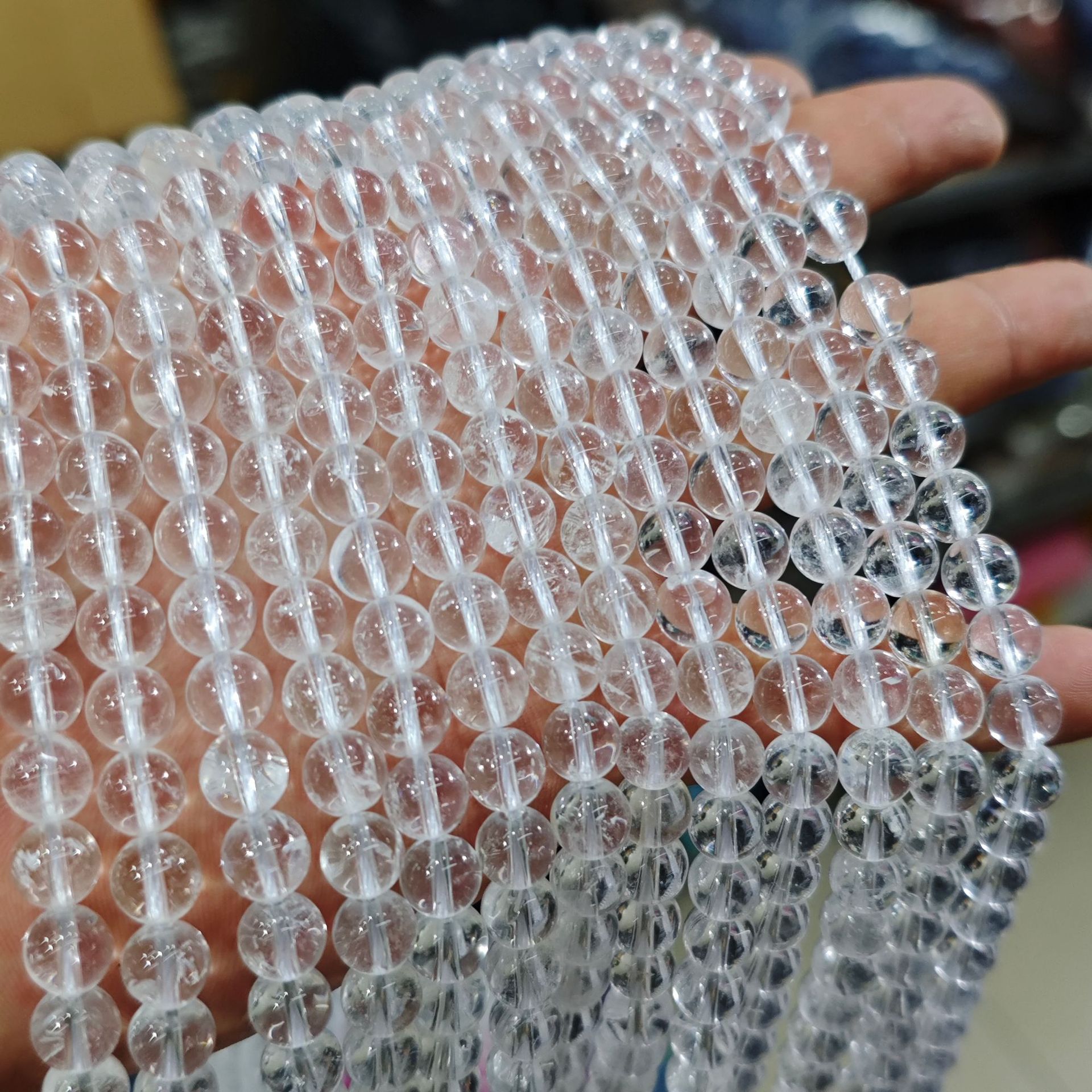 純粋な天然の7a級の白い水晶の圧電の白い水晶の玉の散珠の半製品のdiyのアクセサリのブレスレット