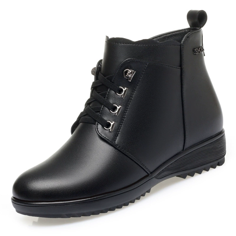 Туфли для мамы, теплые полусапожки, зимняя нескользящая обувь для кожаных ботинок, натуральная кожа, мягкая подошва, для среднего возраста