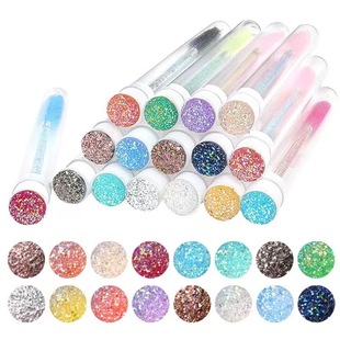 New Kunteng Tube Mascara Brush Foreign Trade New Products with Drill Mascara Brush Crystal Rod Portable Cosmetic Brush
