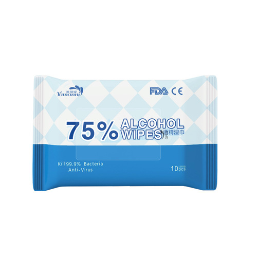 75 alcohol wipes 10 pieces packed sanitary wipes cleaning no-rinse antibacterial wipes alcohol English small package