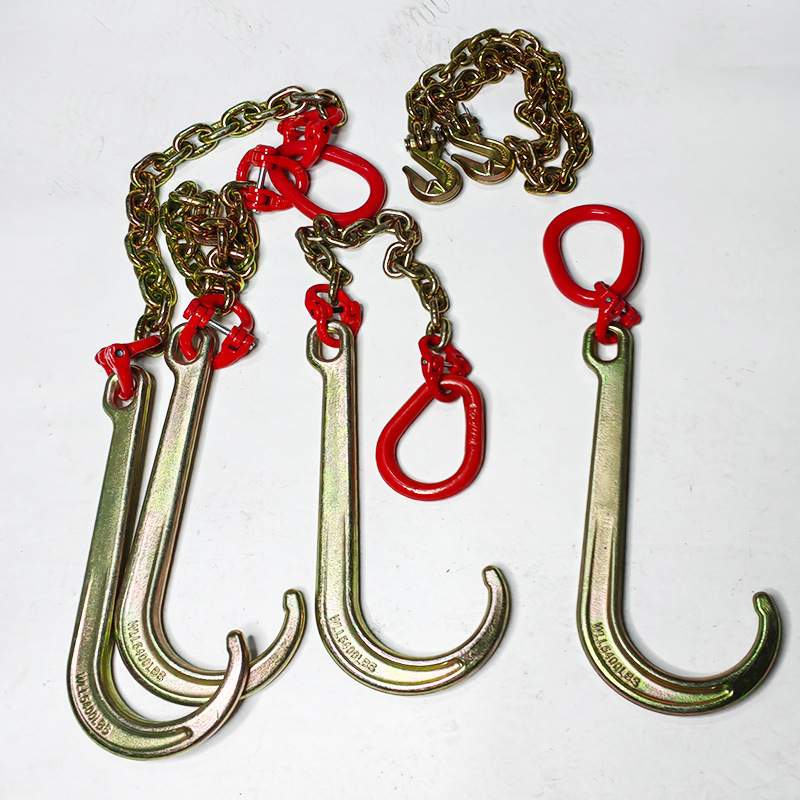 清障车配件双钩拖车链条救援车双链钩子牵引钩抓钩链琵琶钩J型大