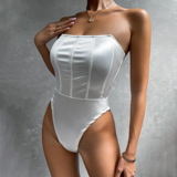 Приятный телу летний комбинезон, топ без лямок, европейский стиль, в обтяжку