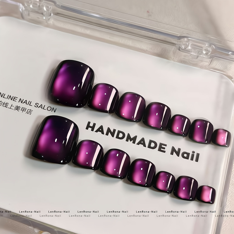 Summer Toenail Blackcurrant Purple Cat-Eye Nail Tips with a Whitening Effect, Stylish and Atmospheric Nail Pieces Summer Toenail Blackcurrant Purple Cat-Eye Nail Tips with a Whitening Effect, Stylish and Atmospheric Nail Pieces