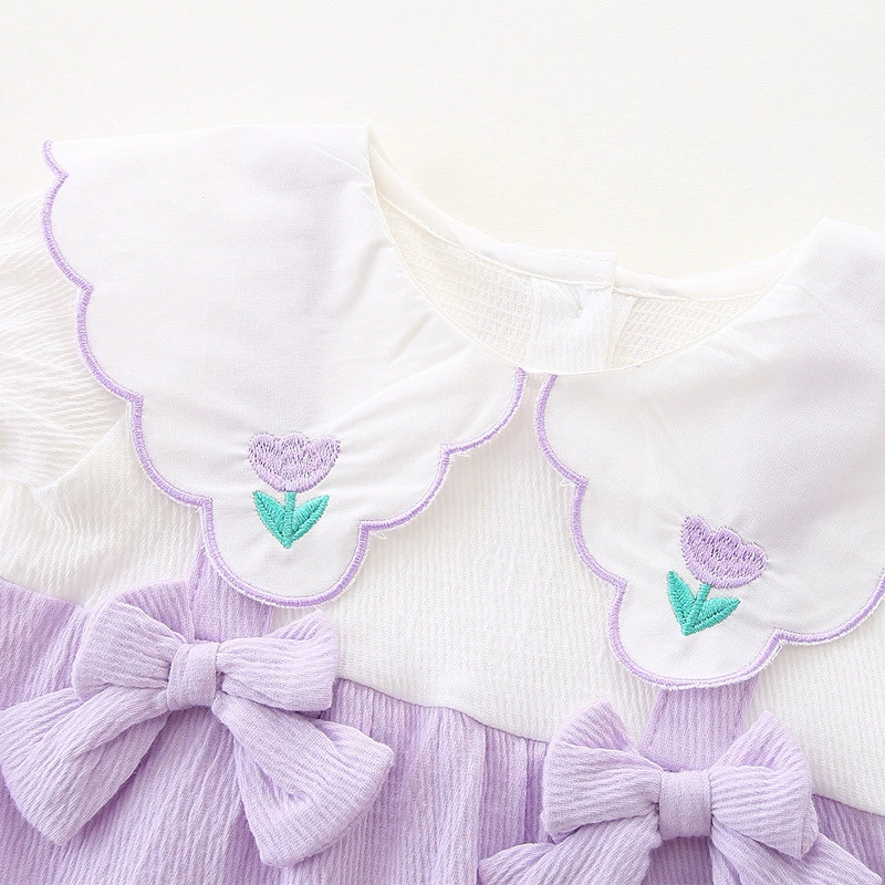 Children's summer thin overall with bow, bodysuit, western style