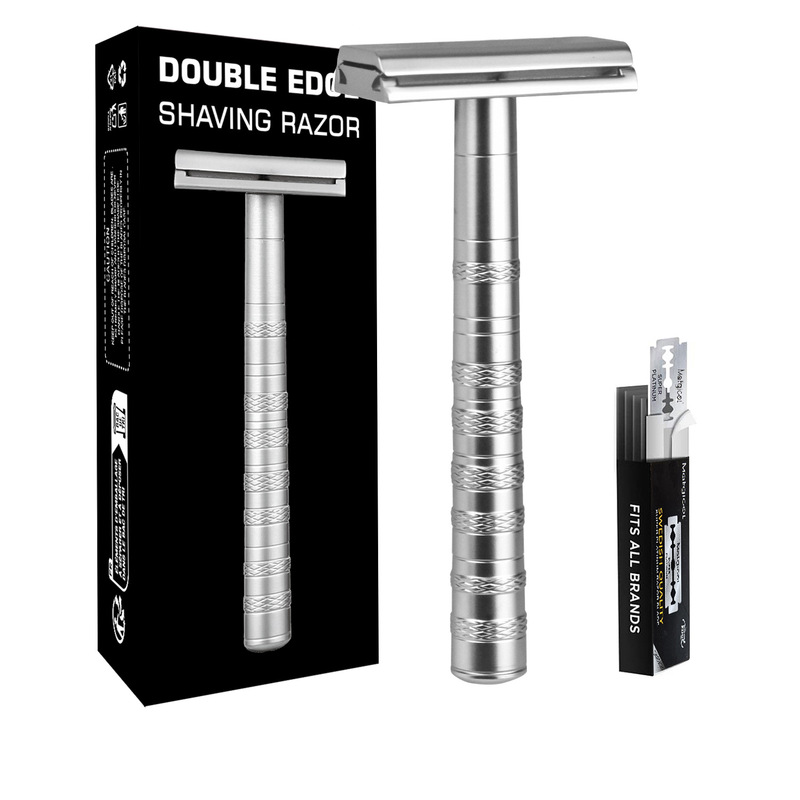 Stainless Steel Double-Edged Safety Razor, Comes with 5 Spare Blades, 30 ° Angle-Adjustable Reusable Razor Stainless Steel Double-Edged Safety Razor, Comes with 5 Spare Blades, 30 ° Angle-Adjustable Reusable Razor