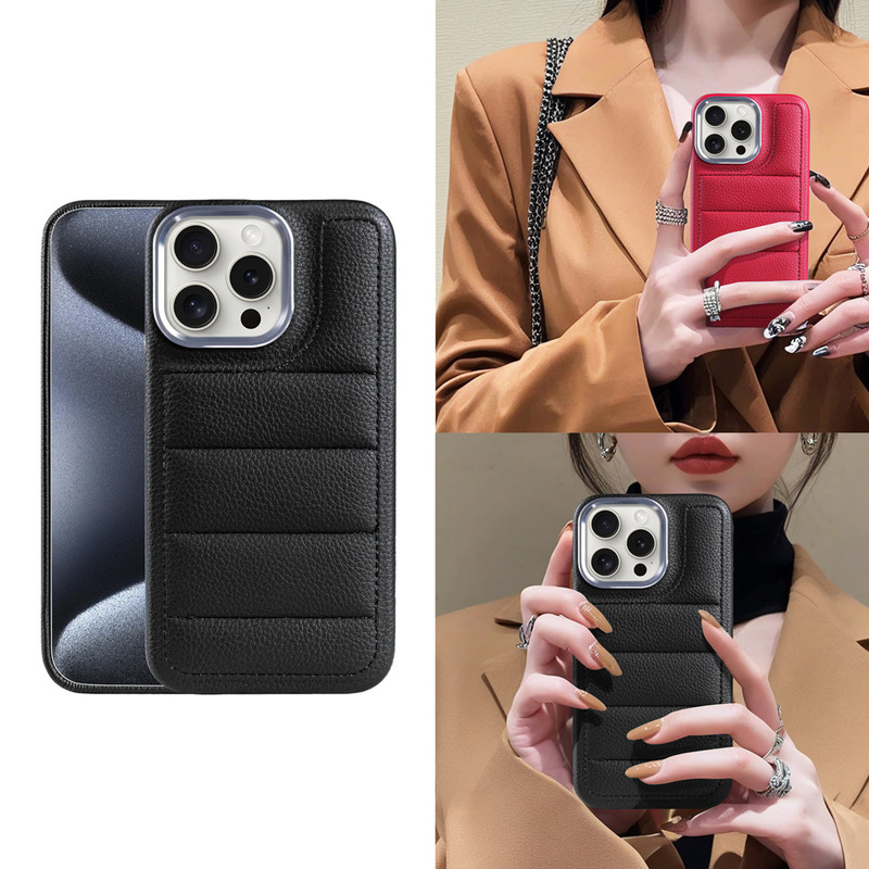Suitable for iPhone 16 Pro Mobile Phone Case Apple 15 down Jacket 14 Pu Leather 11 Protective Cover