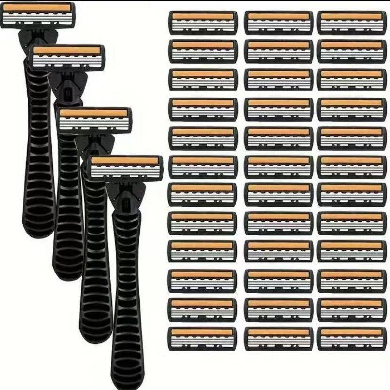 Cross-border wholesale 3-layer blade razor manual men's razor beard knife cutter head razor manual three-layer