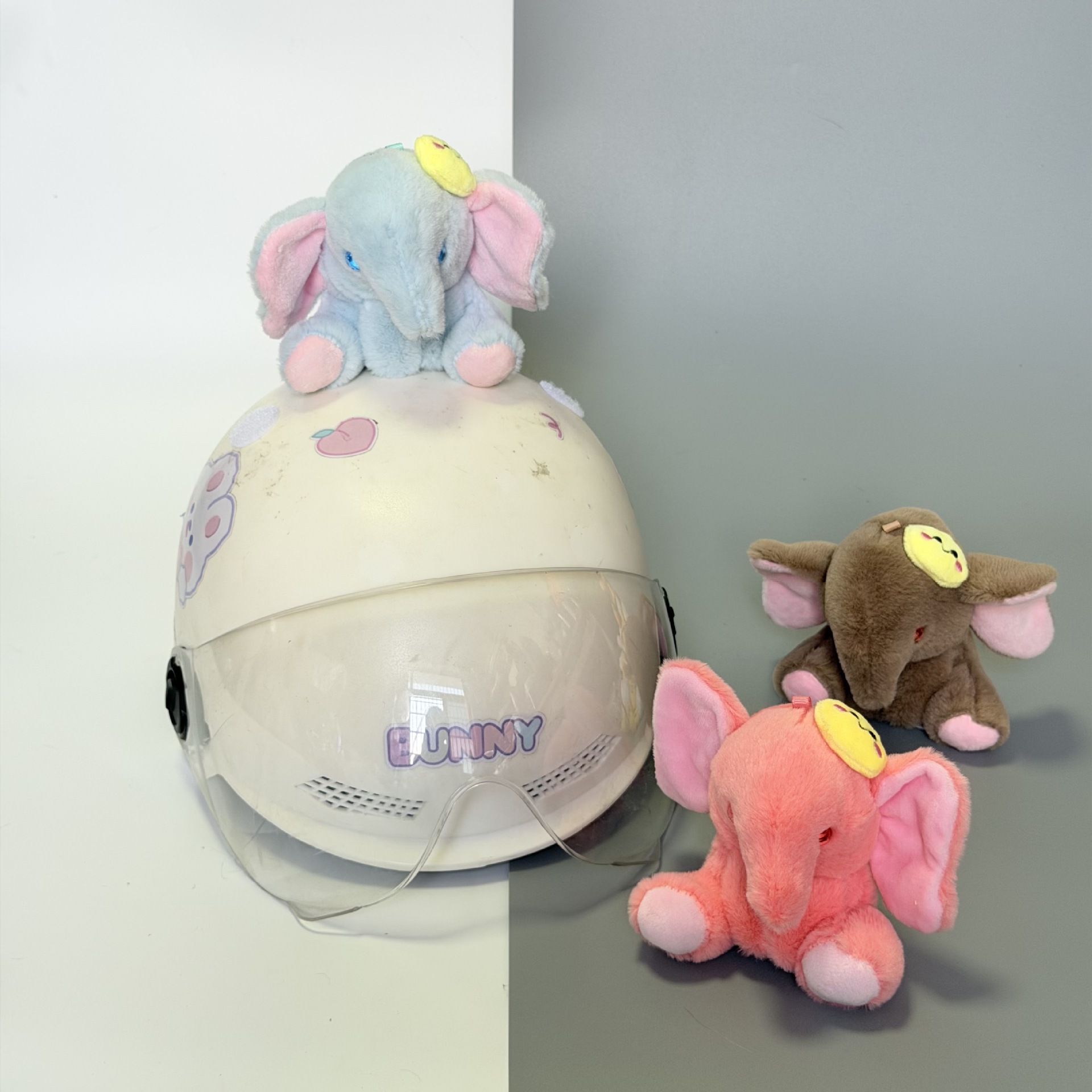 New Cute Elephant Helmet Decoration Doll Cat Ear Electric Vehicle Helmet Accessories