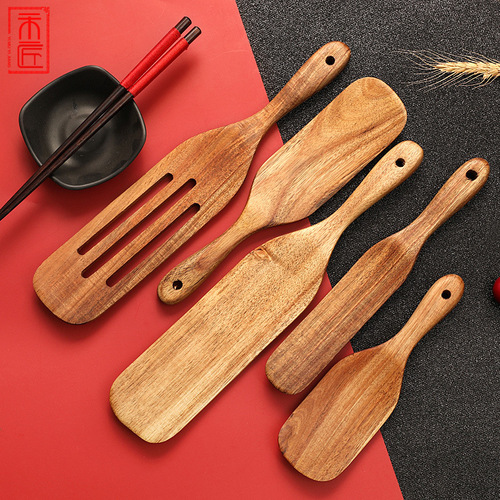 Amazon cross-border cooking spatula 5-piece set pizza snack salad mixing cooking spatula teak spatula set