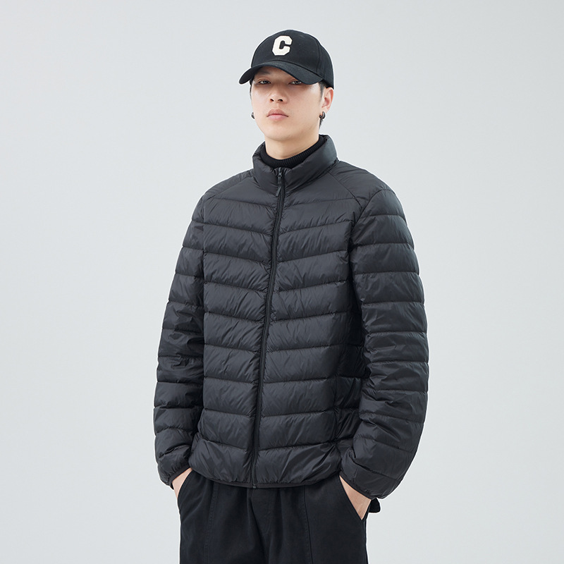 Short, Lightweight, Portable down Jacket for Men, 2025 Winter New Style, Duck down Stand Collar, Warm Ribbed Inner Lining, Trendy Coat