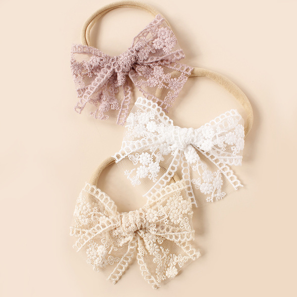 Summer children's nylon headband with bow handmade