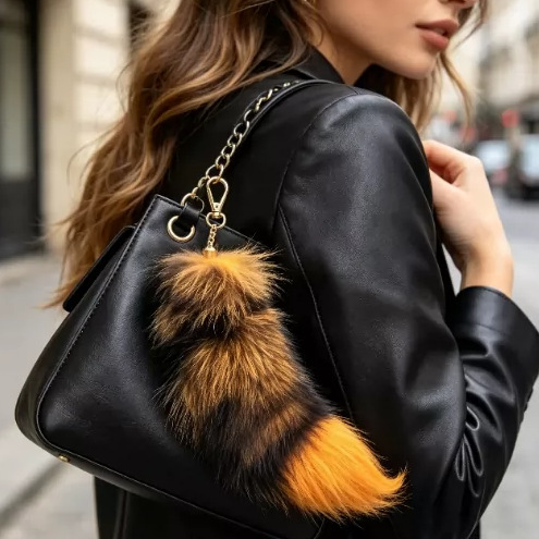 The store's treasure: genuine red fox fur fox tail keychain, meticulously selected and processed for cross-border supply The store's treasure: genuine red fox fur fox tail keychain, meticulously selected and processed for cross-border supply