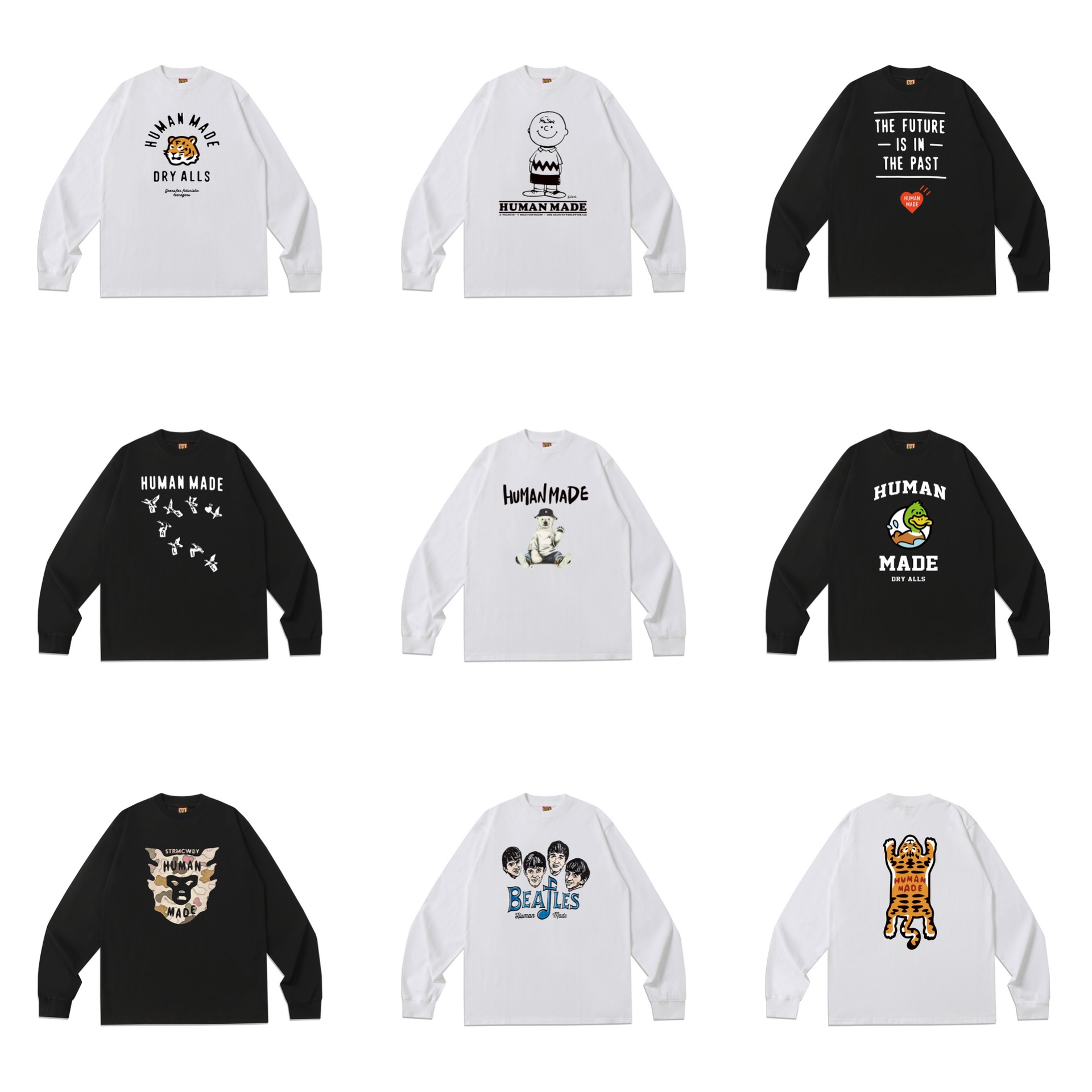 Human Brand In-Stock Japanese Trendy Brand Hm Autumn and Winter Long-Sleeve T-Shirt Loose Casual Couple Base Shirt