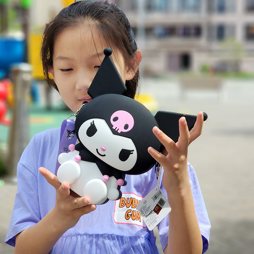 Genuine Kuromi Silicone Bag Cute Girls Melody Sitting Crossbody Bag Children Adult Coin Mobile Phone Bag