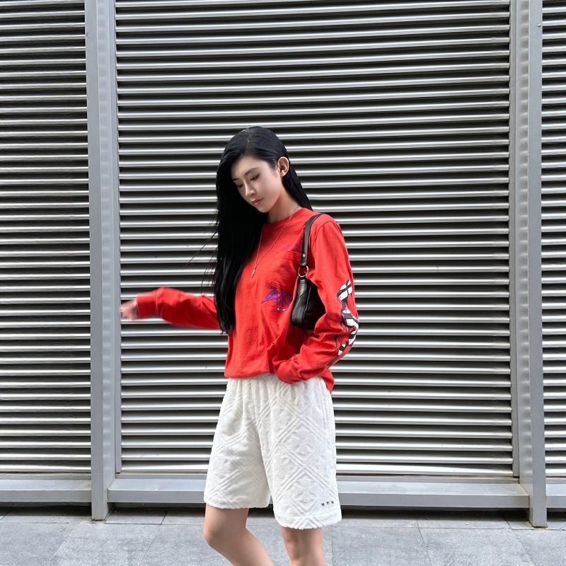 European Trendy Brand [Shorts] 26Ss High-End Version American Fashion Unisex Cross-Pattern Terry Cloth Elastic Waist Five-Point Shorts