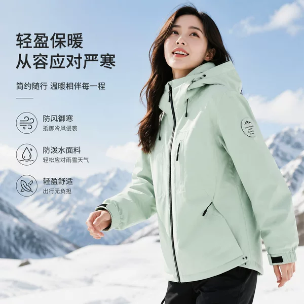 Softshell Outdoor Cotton Jacket, Windproof Coat for Young Men, Couple's Jacket, Mountaineering Thickened Workwear, Hooded Windbreaker, Casual