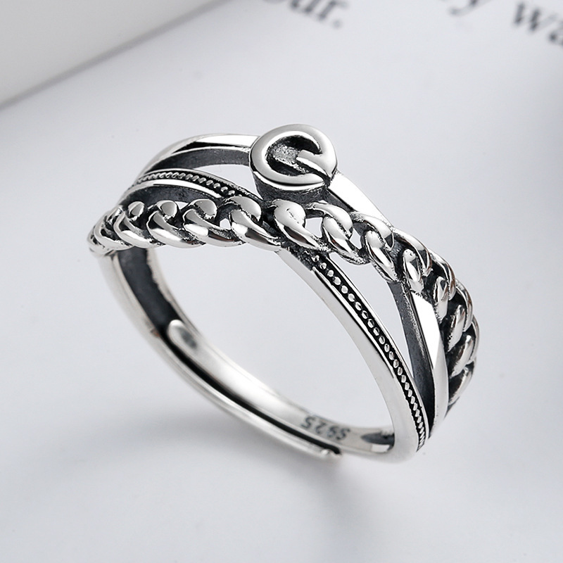 Retro fashionable adjustable ring hip-hop style