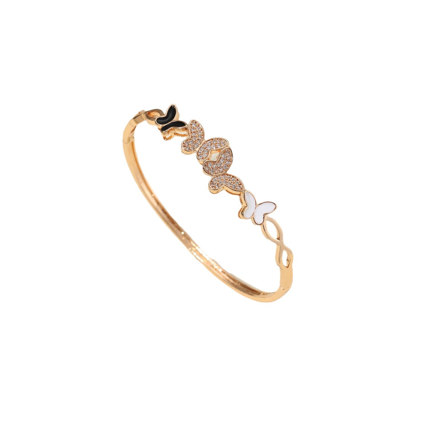 Amazon venta transfronteriza caliente pulsera de piedra de aluminio de cobre dorado damas pulsera mariposa joyas al por mayor