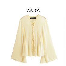 ZARZ 自制 欧美风 新款女装 经典 系带装饰雪纺宽松衬衫1284892
