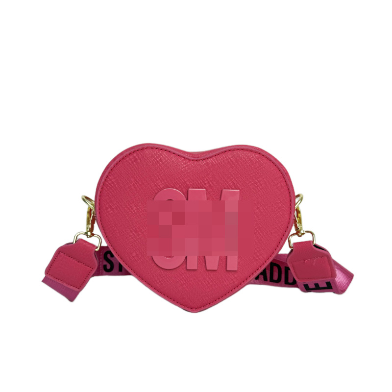 Bolso de hombro transfronterizo para mujer, sentido de alta gama, todo fósforo, letras al por mayor, bolso de mensajero simple, temperamento casual, bolso en forma de corazón