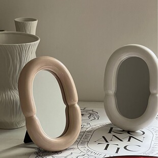 Light Luxury Bedroom Dressing Table Ceramic Internet Celebrity Makeup Mirror Home Desktop Decorative Mirror Entrance Ornament Mirror