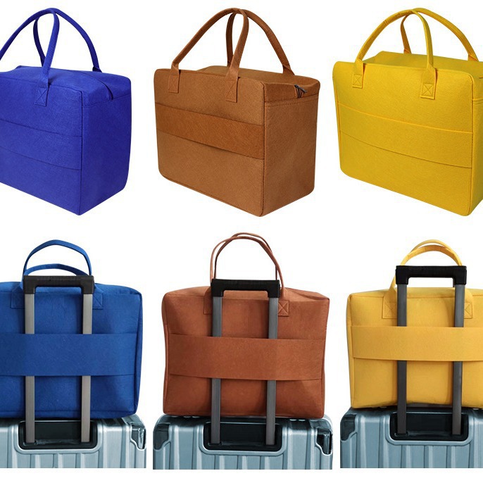 卡通毛毡手提包大容量短途旅行收纳手提袋便携式化妆包学生行李袋