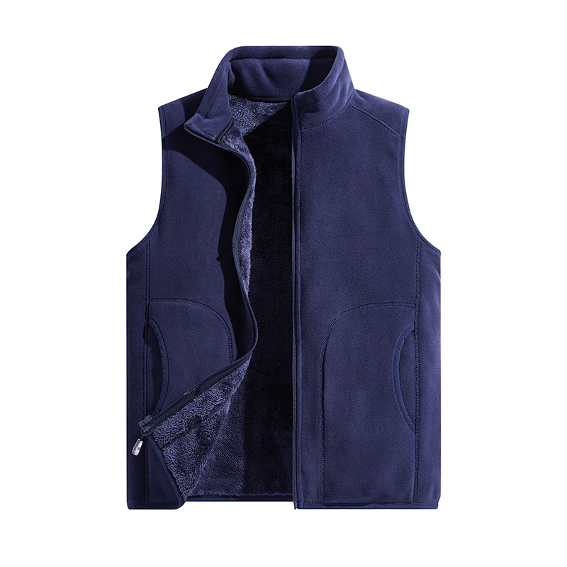 Chaleco polar reversible y grueso para otoño e invierno, chaleco de trabajo polar para hombre para exteriores con impresión de logotipo personalizado