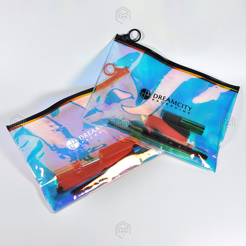 Imitation Leather Fantasy Laser Pvc Slider Zipper Bag Jewelry Accessories Holographic Laser Colorful Cosmetic Gift Bag