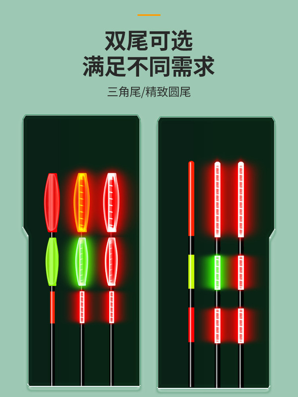 短い明るい電子フロート、昼夜兼用、フックが変色する、白いストライプ、氷釣り、鯉のフローティングフロート、夜光フロート|undefined
