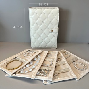 Jewelry storage booklet necklace bracelet watch bag gold jewelry accessories book velvet loose-leaf bag travel portable anti-oxidation