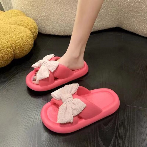 2024 New Arrival Bow Tie Slippers Women's Summer Outdoor Internet Popular Indoor Home Shoes Thick Sole Non-Slip Sandals