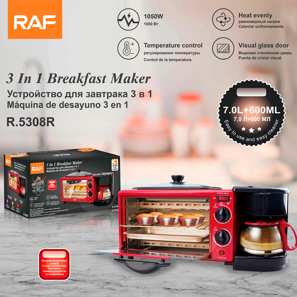 Horno eléctrico RAF estándar americano estándar europeo tres en uno horno doméstico multifuncional horno automático freidora visual 7L