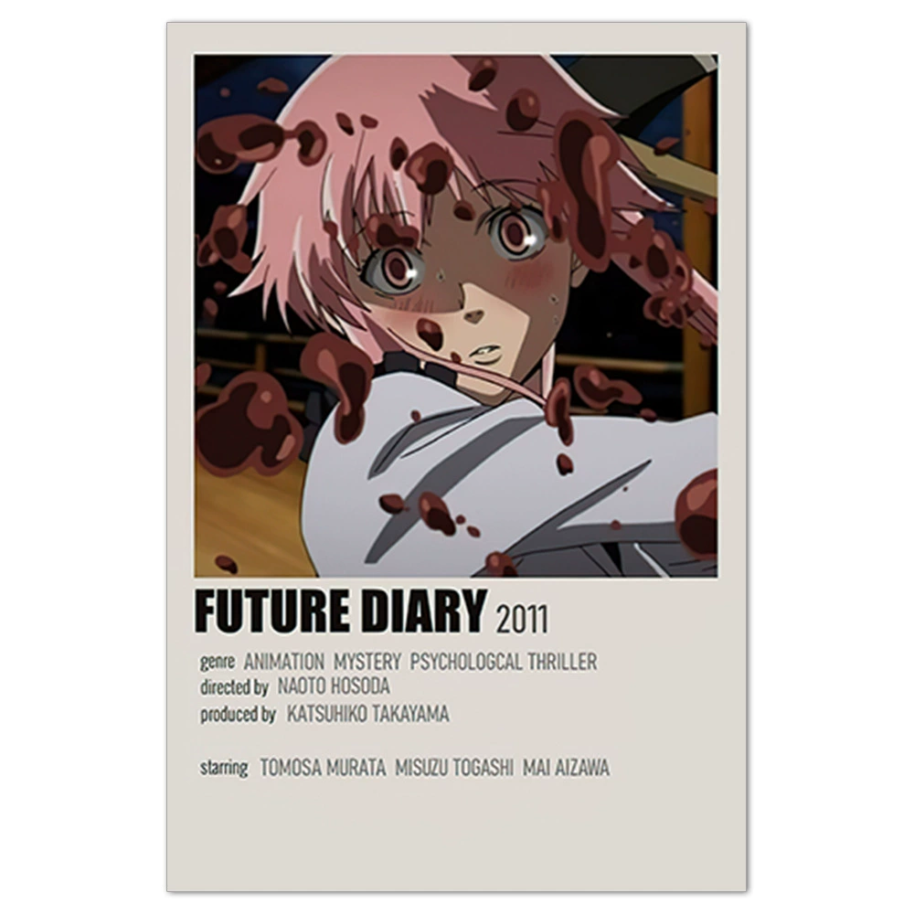 Плакат-наклейка Mirai Nikki (Future Diary) — аниме-мурал, разные размеры (10×15–50×70 см)