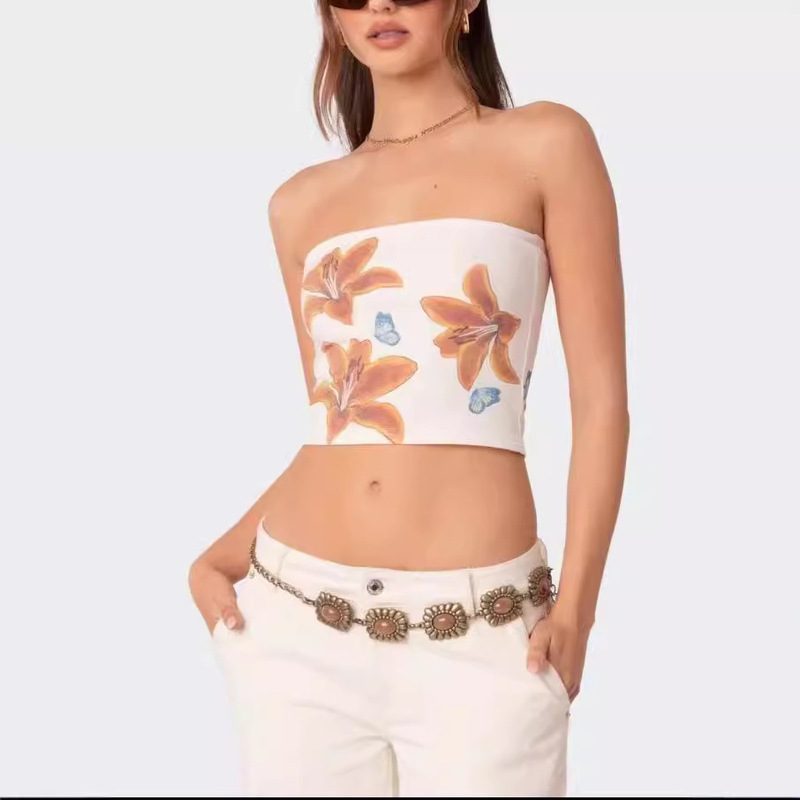 2024 European and American Cross-Border Foreign Trade Printed Sexy Slim-Fit Hot Girl Style Patchwork Lace Lightweight Sleeveless Top That Can Be Worn Outside 2024 European and American Cross-Border Foreign Trade Printed Sexy Slim-Fit Hot Girl Style Patchwork Lace Lightweight Sleeveless Top That Can Be Worn Outside