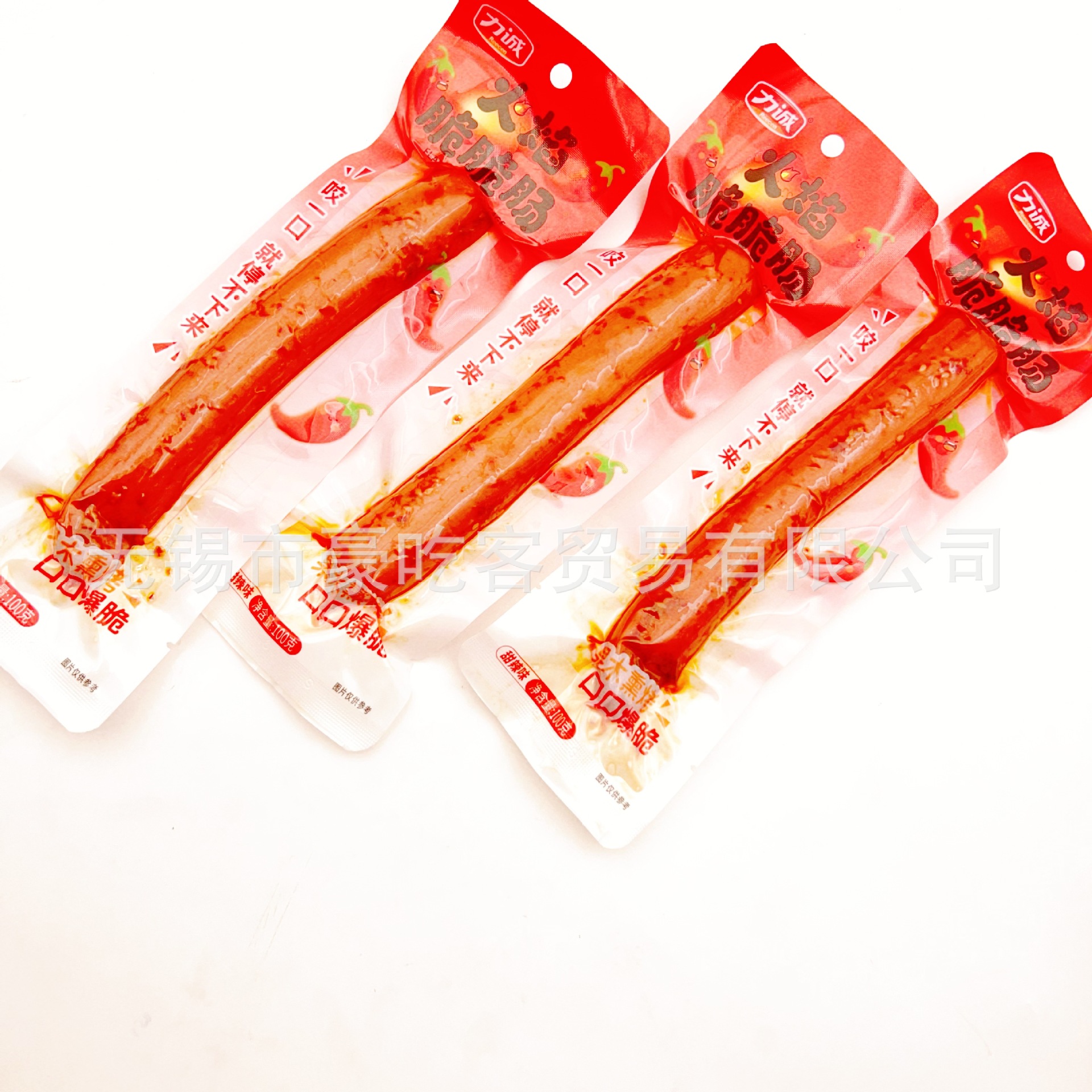 力诚100g火焰脆脆肠甜辣味即食香肠休闲零食1件50包零食批发