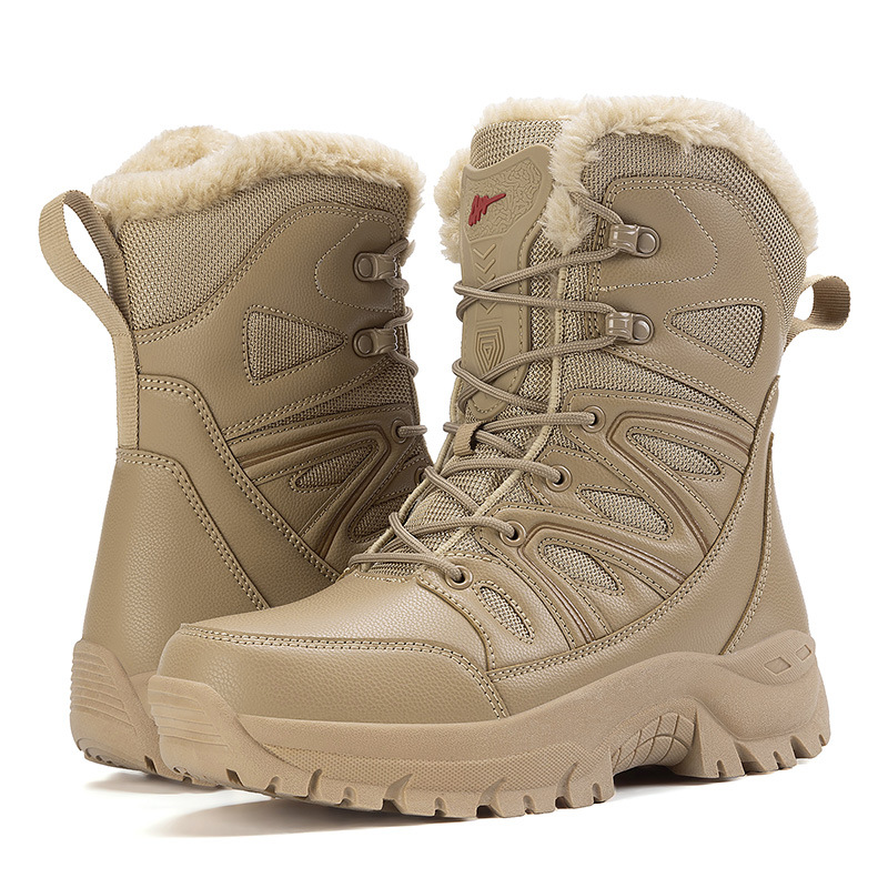 Botas de nieve de alto perfil de hombre de tamaño transfronterizo, calentamiento de invierno, zapatos de algodón gruesos, botas de nieve de montaña de hombre