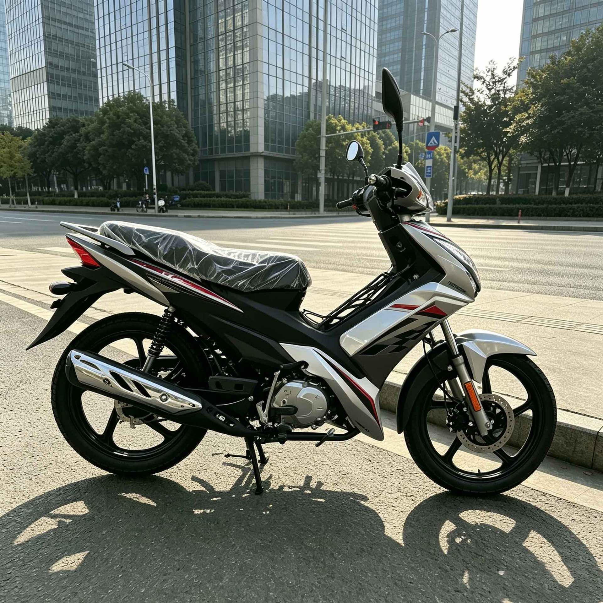 Foreign Trade Model Silver-Colored Two-Wheeled Motorcycle with Low Fuel Consumption, Strong Durability, and Good Rideability, Popular for Cross-Border Export to Africa