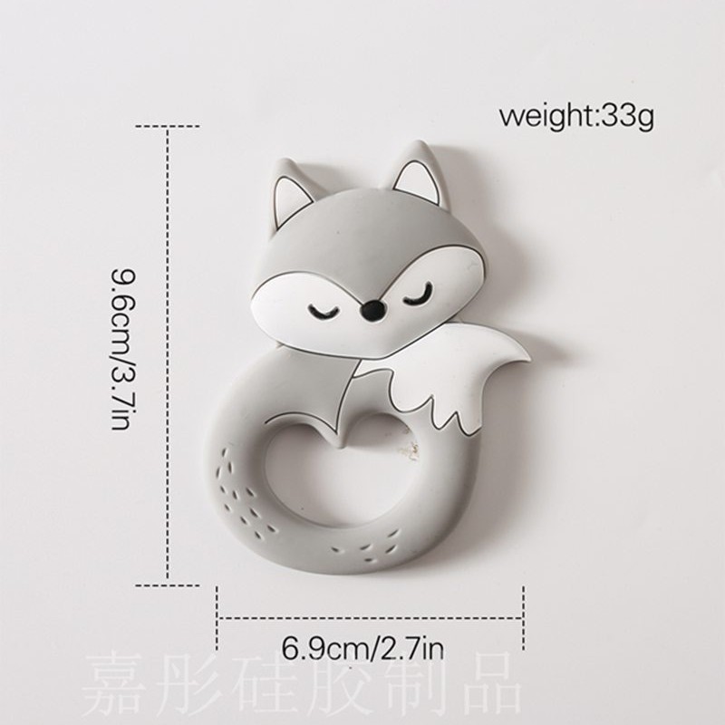 실리콘 여우 치발기 단색 회색