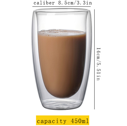 Taza de agua de vidrio con alto contenido de borosilicato Taza de café de desayuno resistente a altas temperaturas de gran capacidad Taza de agua transparente de doble capa para el hogar Amazon