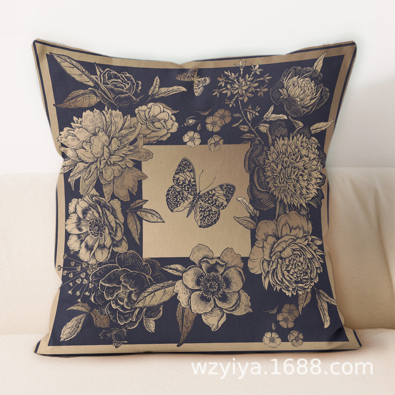 almohada de estampado de oro retrógrado simple moderno sofá en el hogar cojín de respaldo decoración desmontable almohada de cabeza de cama cuadrada