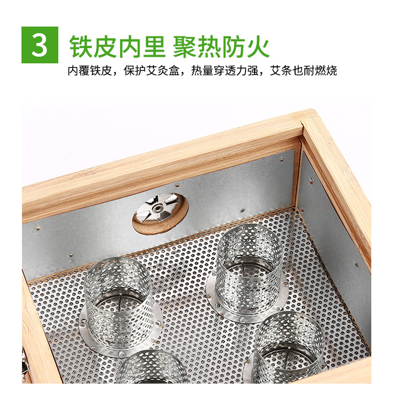Wooden Moxibustion Box 8-Hole Moxa Burner with Strap for Home Neck and Back Warm Therapy specifications