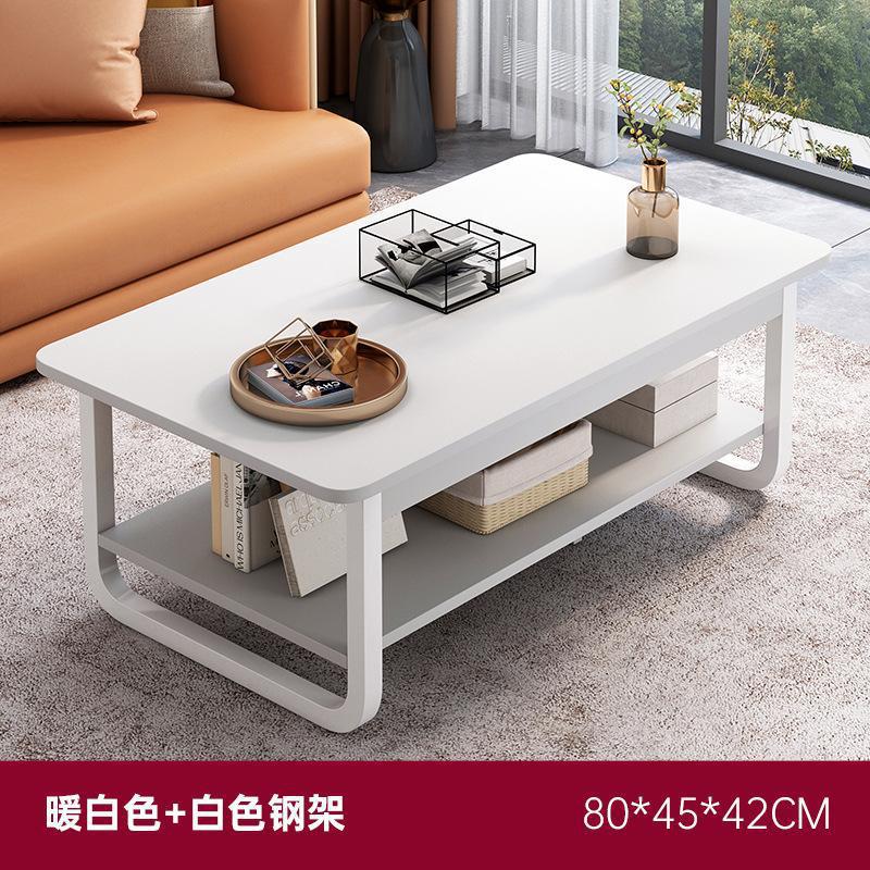 Mesa de café sala de estar sofá en casa doble capa lateral simple moderna casa de alquiler oficina pequeña mesa de té mesa cuadrada