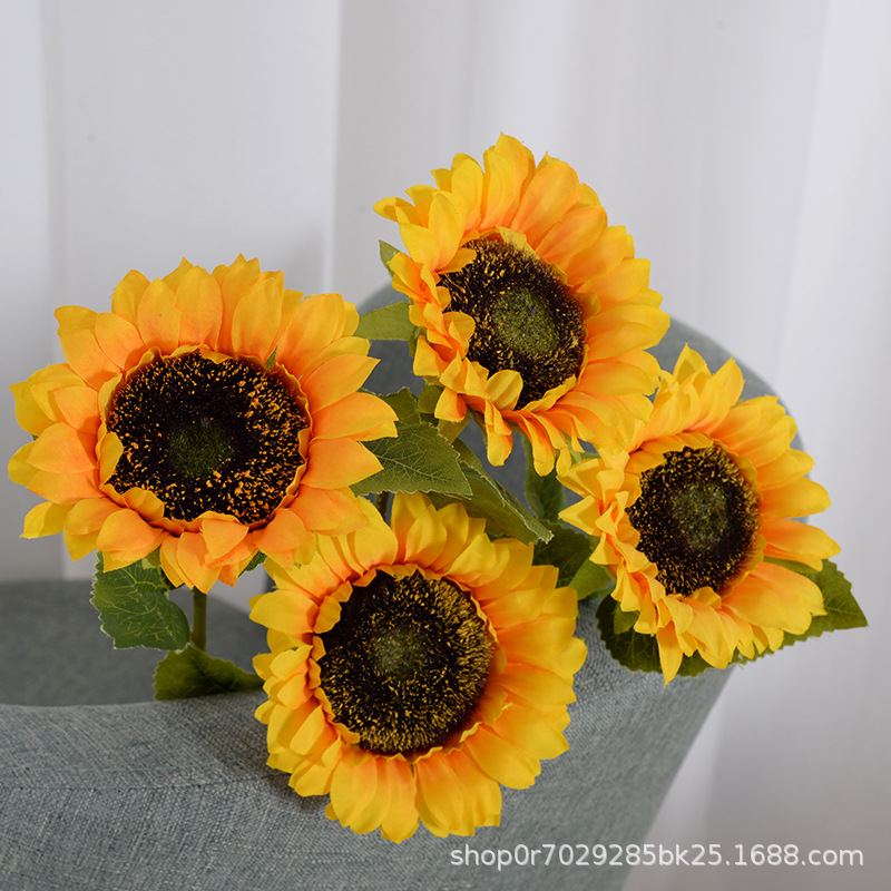 Flores de sol de estilo europeo de una sola flor de sol para el hogar decoración de la sala de estar sardenas flores falsas flores de sol flores artificiales