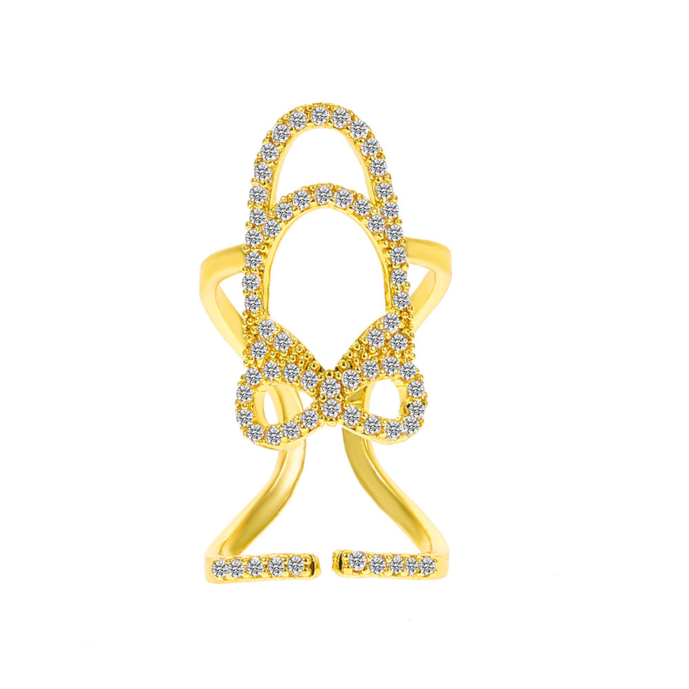 European American Trend Geometric Inlaid Diamond Open For Women, Ins Niche Design, Elegant And Exquisite Nail Ring_voghion.com