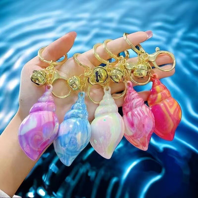 Creative Color Plated Conch Car Keychain Female Cute Couple Key Chain Package Pendant Cartoon Exquisite Gift Gift