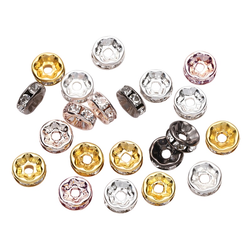 Crystal Flat Edge Rhinestone Ring Spacer Beads Single Mixed Color Multi-Color DIY Jewelry Accessories Loose Bead Bracelet Set with Diamond Wheel Ring Crystal Flat Edge Rhinestone Ring Spacer Beads Single Mixed Color Multi-Color DIY Jewelry Accessories Loose Bead Bracelet Set with Diamond Wheel Ring