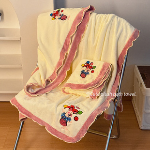 New Bath Towel, Towel, Hair Drying Cap, Three-Piece Set, Water-Absorbent, Quick-Drying, Thickened, Lint-Free, Couple Coral Velvet, Good-Looking Women