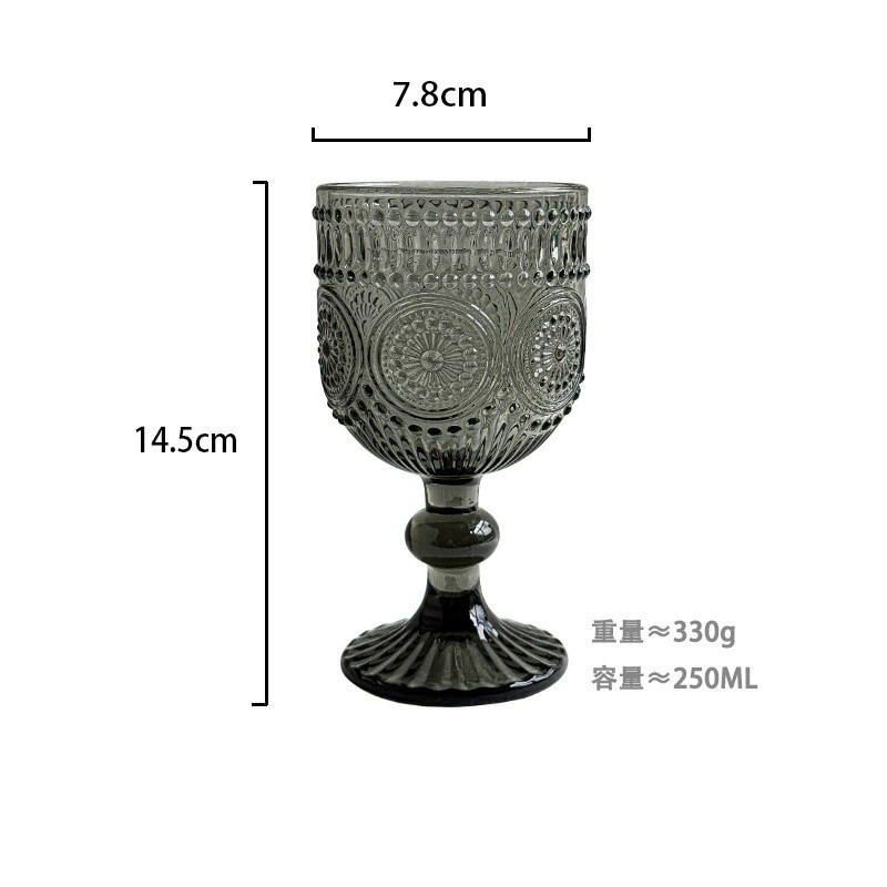 Copa de rayas verticales de vidrio retro europeo, copa de vino tinto, copa de postre alto de helado, copa de vino de frutas de uva de champán casero