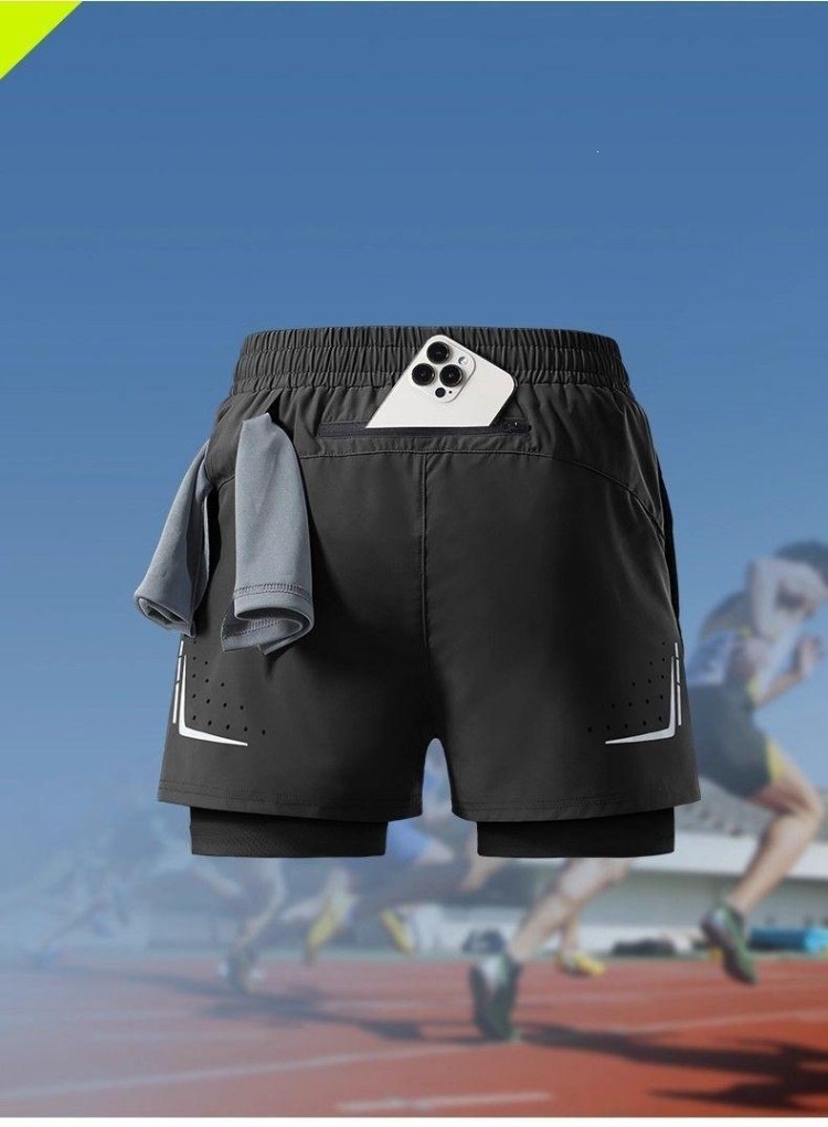 Marathon Professional Running Shorts for Men with Back Waist Pocket for Phone, Sports-Specific, Quick-Dry, Three-Point Fitness Shorts with Inner Lining