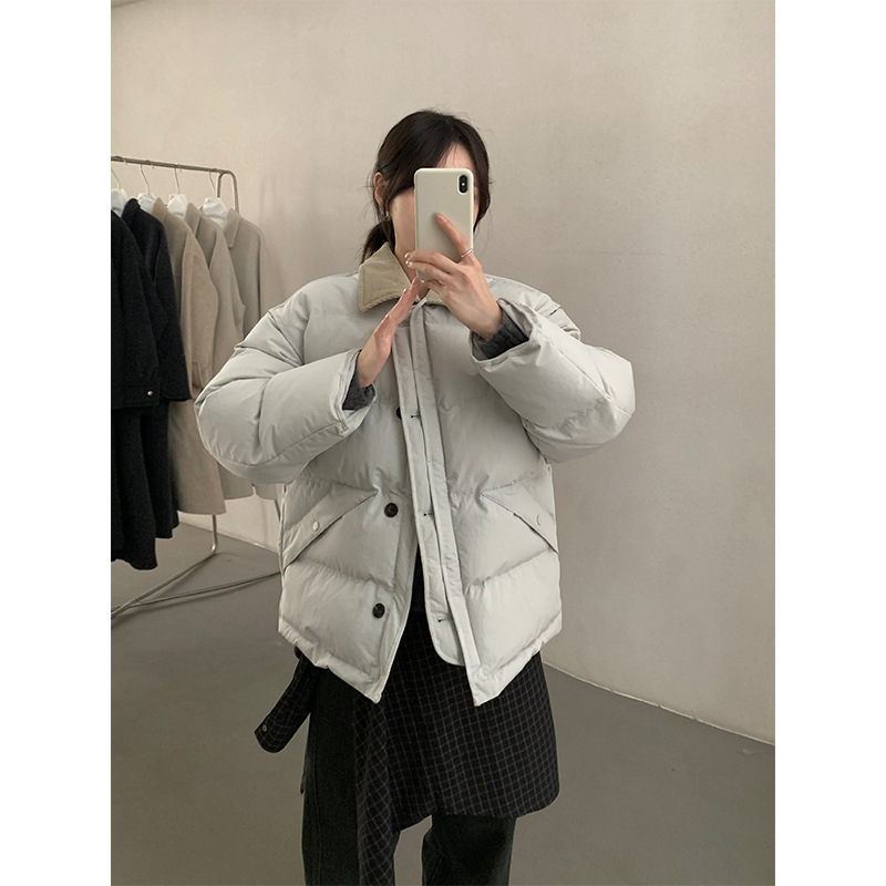 非町 FEIDING十三行冬季翻领韩版休闲保暖加厚单排扣棉衣Z6815